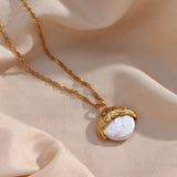 18K Gold Plated Pearl Necklace Water-wave Chain