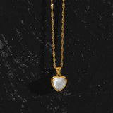 Crystal Heart Necklace Stainless Steel Pendant Women Jewelry