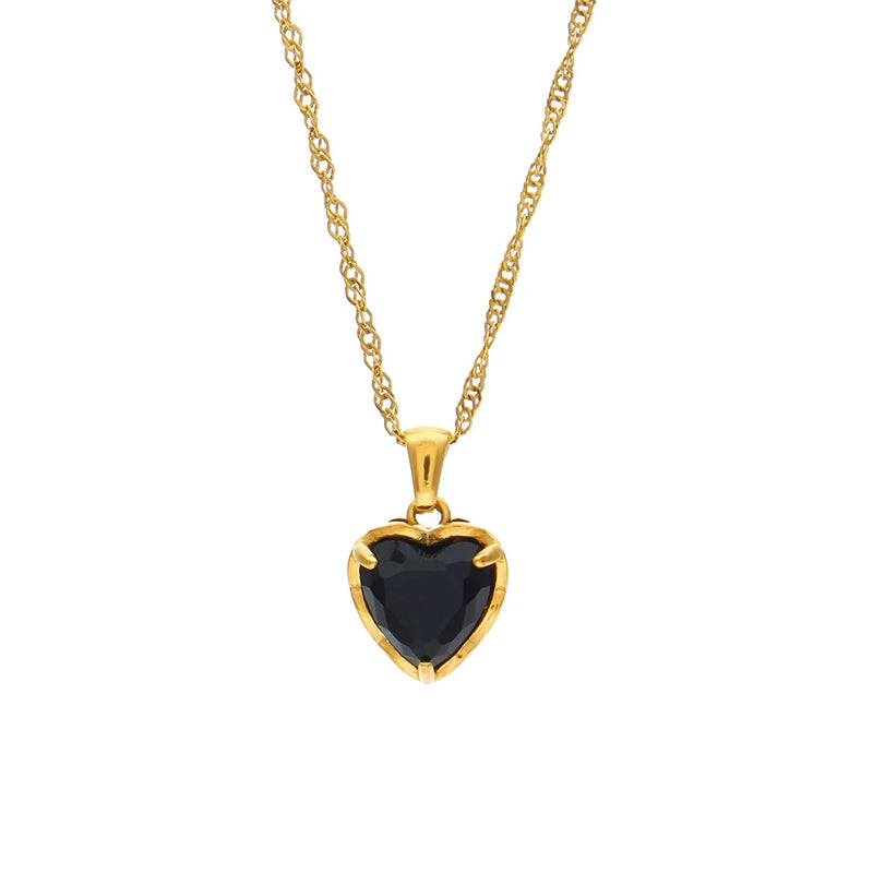 Crystal Heart Necklace Stainless Steel Pendant Women Jewelry