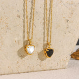 Crystal Heart Necklace Stainless Steel Pendant Women Jewelry