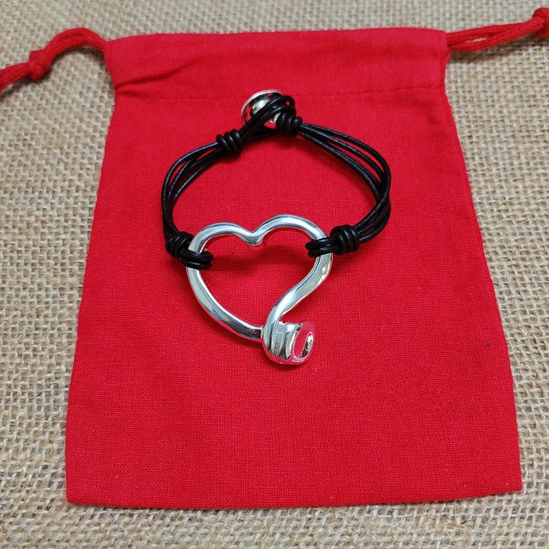 Silver Stainless Steel Charm Bead Bracelet