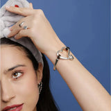 Silver Stainless Steel Charm Bead Bracelet