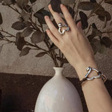 Silver Stainless Steel Charm Bead Bracelet
