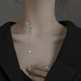 Star Pull Necklace Tassel Pendant 925 Silver Clavicle Chain