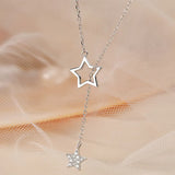 925 Silver Star Pull Tassel Pendant Clavicle Chain Women Jewelry