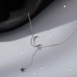 Star Pull Necklace Tassel Pendant 925 Silver Clavicle Chain