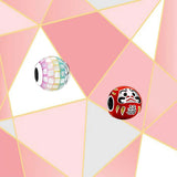 925 Silver Colorful Mosaic Red Daruma Doll Charm DIY Jewelry