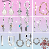 Heart & Conch Shell Earrings 925 Silver For Women Jewelry Gift