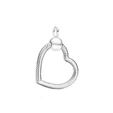 925 Sterling Silver Heart Pendant for DIY Necklace, Ladies Jewelry