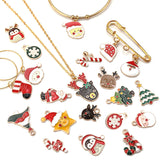 96pcs Enamel Charms Christmas Pendants Santa Claus Bells Xmas Tree Decor