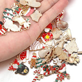 96pcs Enamel Charms Christmas Pendants Santa Claus Bells Xmas Tree Decor