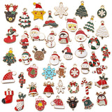 96pcs Enamel Charms Christmas Pendants Santa Claus Bells Xmas Tree Decor