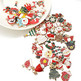 96pcs Enamel Charms Christmas Pendants Santa Claus Bells Xmas Tree Decor