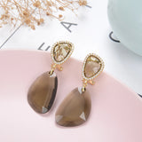 Copper Geometry Zircon Stone Stud Earrings