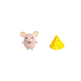 Cartoon Cheese Mouse Earrings Asymmetric Animal Stud Earrings