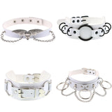 Goth Punk PU Leather Necklaces Rock Star Spike Rivet Studded Choker Necklace