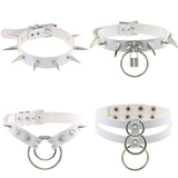 Goth Punk PU Leather Necklaces Rock Star Spike Rivet Studded Choker Necklace