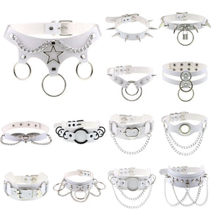 Goth Punk PU Leather Necklaces Rock Star Spike Rivet Studded Choker Necklace