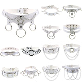 Goth Punk PU Leather Necklaces Rock Star Spike Rivet Studded Choker Necklace