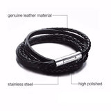 Hand-woven Multi-layer Leather Stainless Steel Bracelet