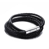 Hand-woven Multi-layer Leather Stainless Steel Bracelet