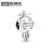 925 Sterling Silver Propeller Hat Boy & Girl Charm