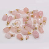 Natural Stone Perfume Bottle Pendant Rose Quartz for DIY Necklace