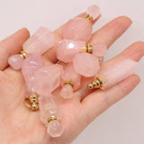 Natural Stone Perfume Bottle Pendant Rose Quartz for DIY Necklace