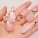 Natural Stone Perfume Bottle Pendant Rose Quartz for DIY Necklace