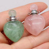 Heart-Shaped Semi-Precious Stone Perfume Bottle Pendant for Necklace