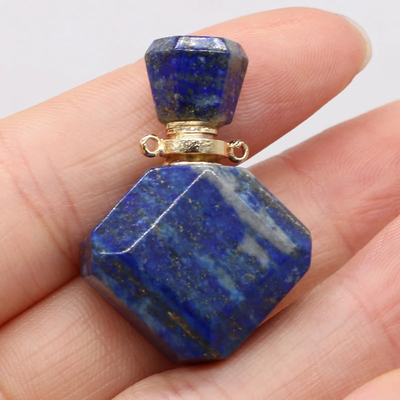 Natural Stone Perfume Bottle Pendant Irregular Lapis lazuli