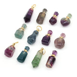 Natural Stone Perfume Bottle Pendant for Necklace DIY