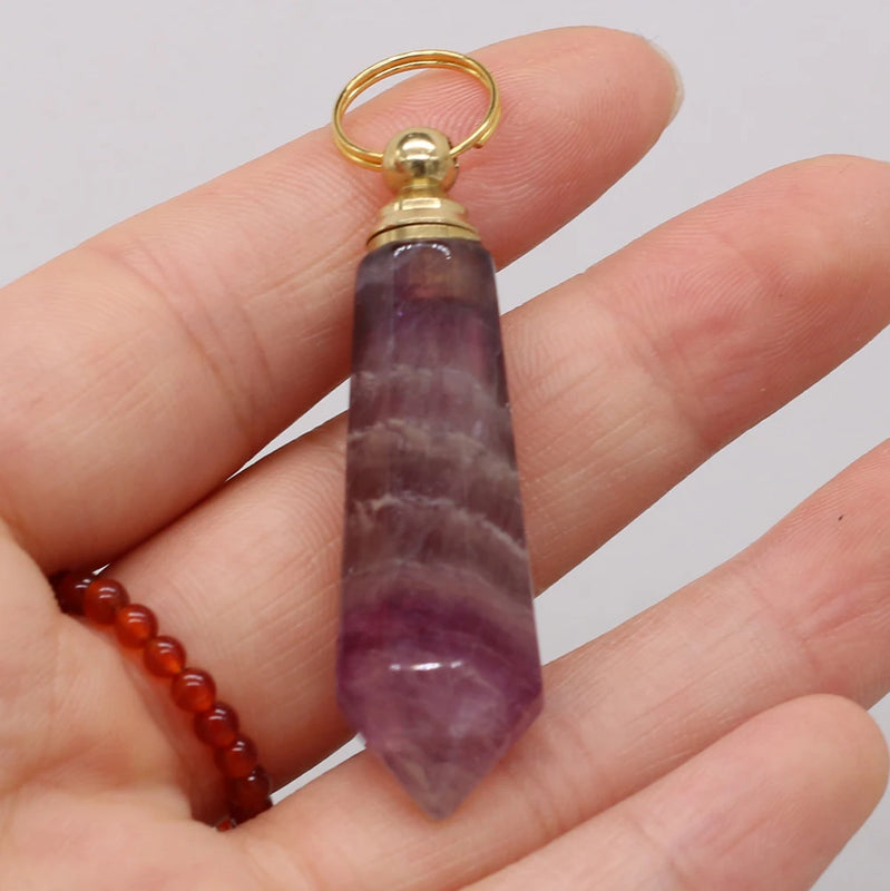 Natural Stone Perfume Bottle Pendant Charms for DIY Necklace