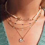 Custom Stainless Steel Name Pendant with Shell Bead Jewelry