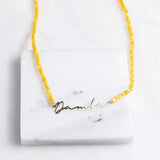 Custom Stainless Steel Name Pendant with Shell Bead Jewelry