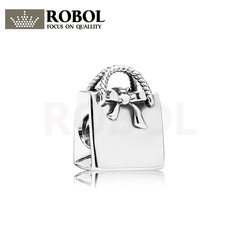 925 Sterling Silver Charm with Mini Shopping Bag Beads