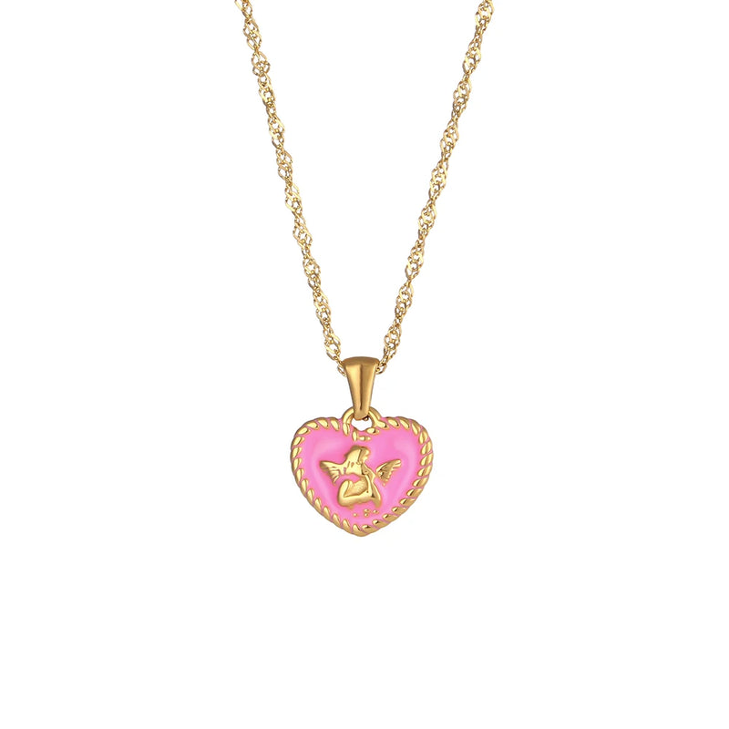 Y2K Heart Angle Pendant Necklace Women