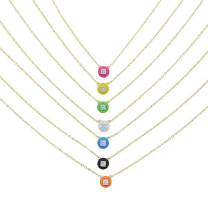 Colorful Geometric Round Charm Necklace for Girl