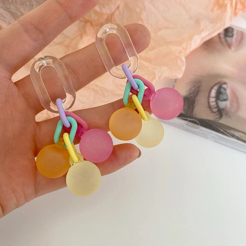Summer Fresh Bubble Clip-on Earrings Acrylic Ball for Women Girl