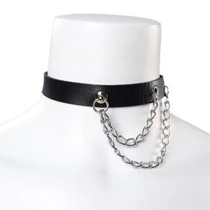 Leather Collar Asymmetry Chain Punk Hip Hop Necklace Women Party