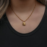 Stainless Steel 18k Plated Abstract Face Charm Pendant Necklace