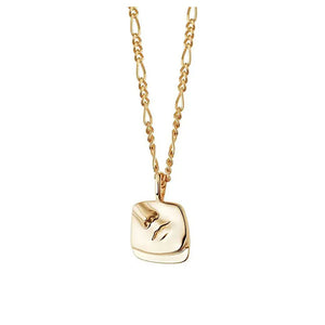 Stainless Steel 18k Plated Abstract Face Charm Pendant Necklace