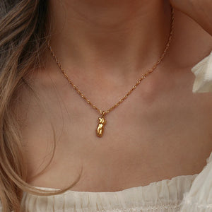 Stainless Steel 18k Plated Abstract Face Charm Pendant Necklace