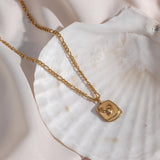 Stainless Steel 18k Plated Abstract Face Charm Pendant Necklace