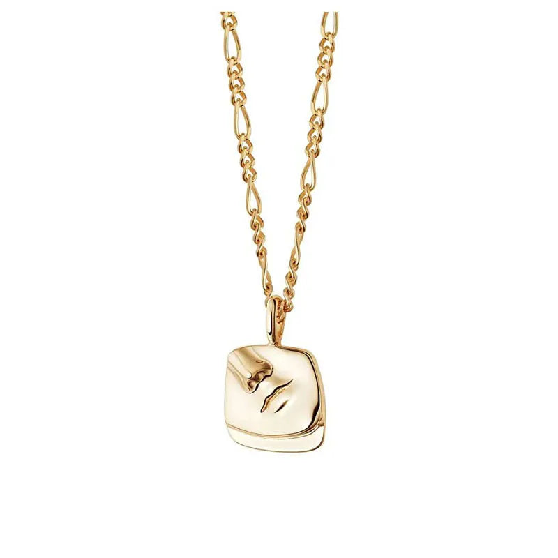 Stainless Steel 18k Plated Abstract Face Charm Pendant Necklace