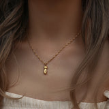 Stainless Steel 18k Plated Abstract Face Charm Pendant Necklace
