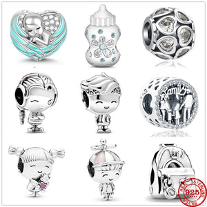 Teen Boy Heart Charm Bead for Pendant Silver 925 Bracelet