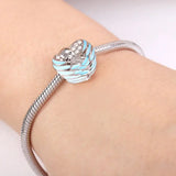 Teen Boy Heart Charm Bead for Pendant Silver 925 Bracelet