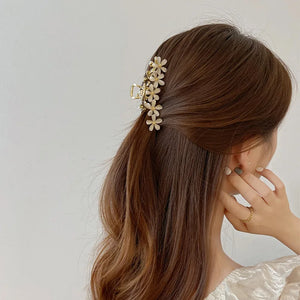 Flower Rhinestone Shark Clip Hairpin Headdress Hair Accessories
