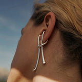 Tide Earrings Exaggerated Retro Long Ear Clip Irregular Ear Bones Women Jewelry